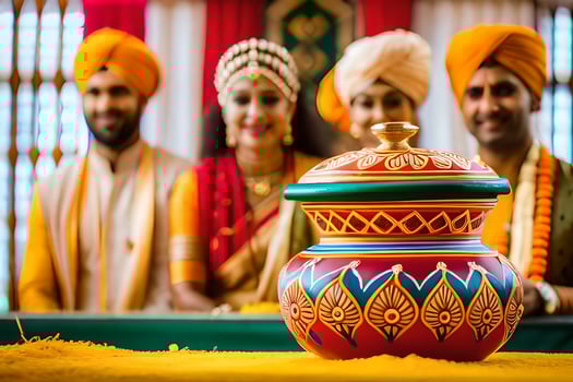 indian wedding ceremony in the city. AI-Generated photo