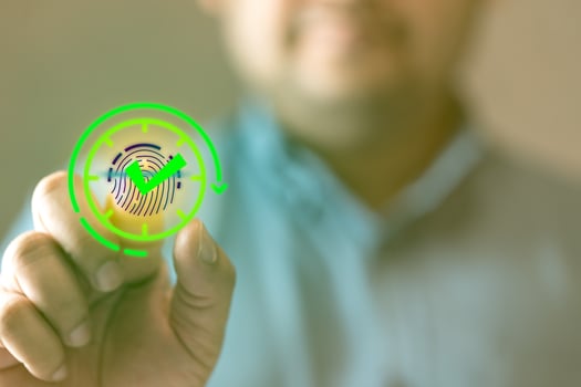 Fingerprint scan provides security access with biometrics identification. photo