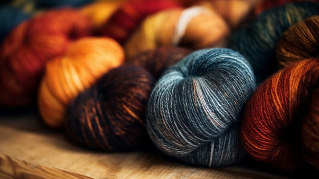 Closeup image of various colour thread rolls AI Generative. photo