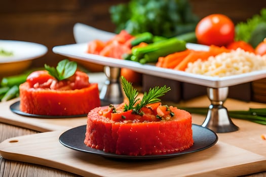 watermelon salad with rice and vegetables. AI-Generated photo