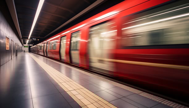 a quiet subway station, empty without passengers Generative AI photo