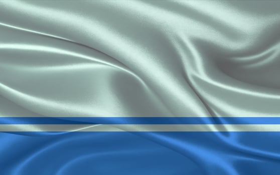 3d waving realistic silk national flag of Altai Republic. Happy national day Altai Republic flag background. close up photo