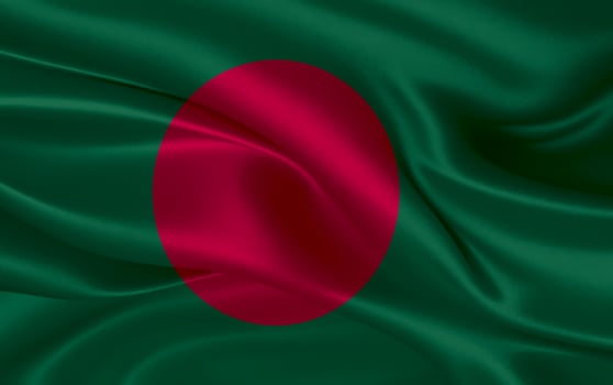 3d waving realistic silk national flag of Bangladesh. Happy national day Bangladesh flag background. close up photo