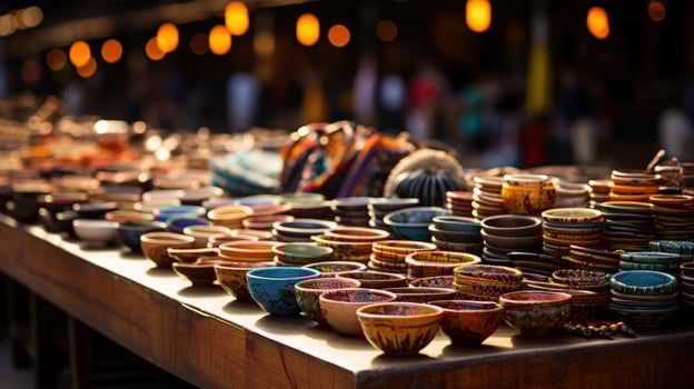 Colorful clay pots for sale at a local market in San Cristobal de las Casas, Mexico. photo