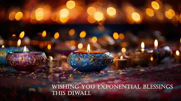 Wishing you exponential blessings this Diwali. Greeting indian holdiday card. photo