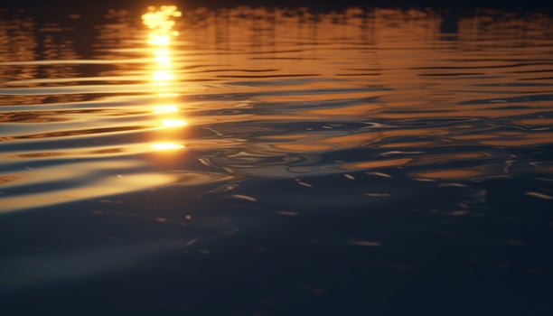 Nature sunset reflection on water creates a tranquil, vibrant scene generated by AI photo
