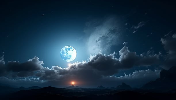 Moonlight illuminates the dark sky, revealing the beauty in nature generated by AI photo