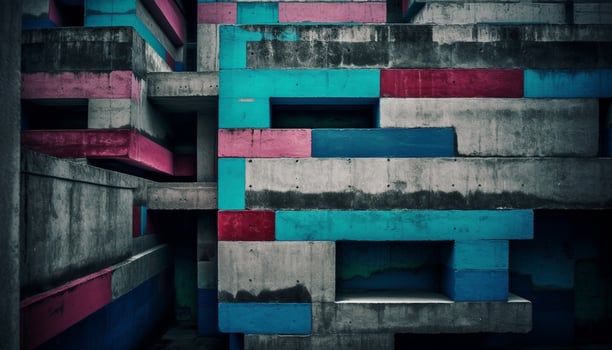 Abstract design on old concrete wall, symbolizing modern creativity and innovation generated by AI photo