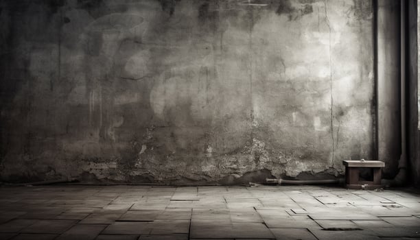Empty domestic room with dirty old walls and damaged flooring generated by AI photo