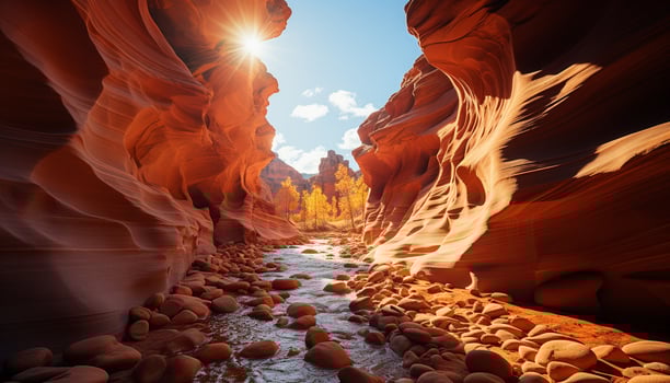 Majestic sandstone cliffs curve, revealing abstract beauty in nature generated by AI photo