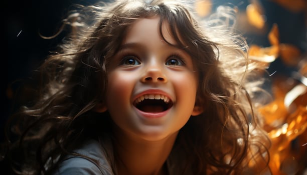 Smiling child, cute and cheerful, enjoying nature carefree summer generated by AI photo
