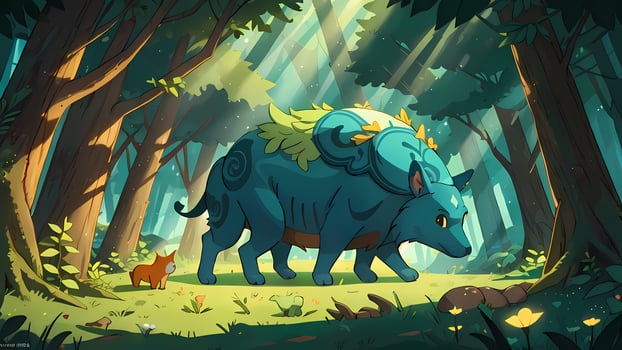 Mystical Creatures in Forest Children Book Illustration Comic Visual photo