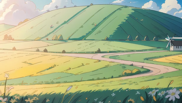 Green Pasteur Grass Field Illustration Anime Manga Visual Novel Background Wallpaper photo