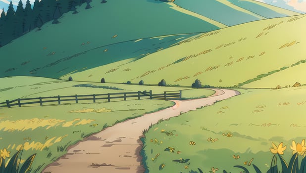 Green Pasteur Grass Field Illustration Anime Manga Visual Novel Background Wallpaper photo