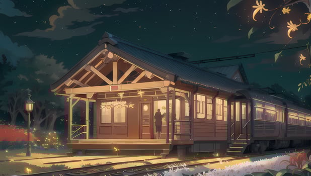 Train Station Exterior Shot Visual Novel Anime Manga Background Wallpaper photo