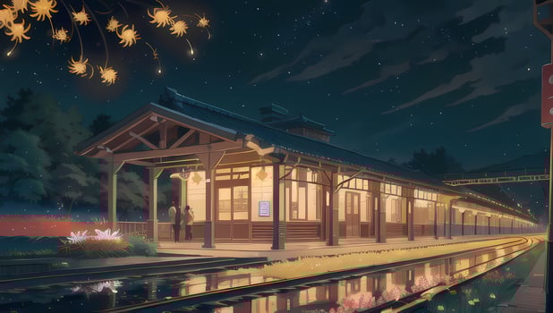 Train Station Exterior Shot Visual Novel Anime Manga Background Wallpaper photo