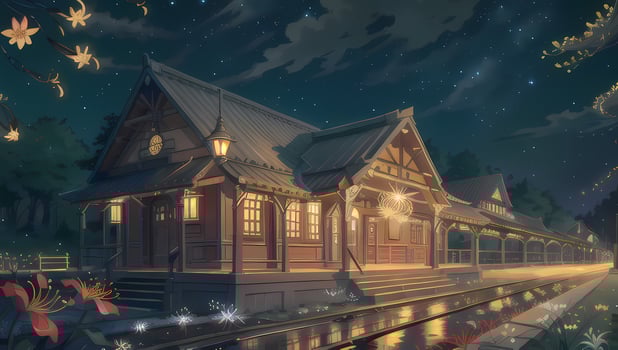 Train Station Exterior Shot Visual Novel Anime Manga Background Wallpaper photo