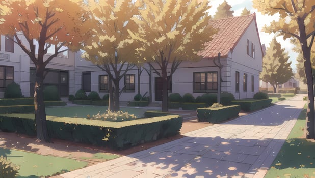 University School Complex Visual Novel Anime Manga Background Wallpaper On a Sunny Day photo