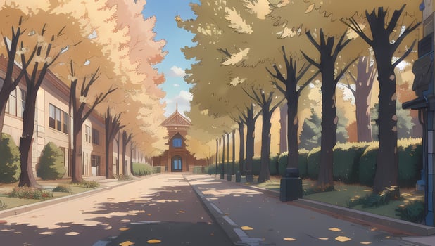 University School Complex Visual Novel Anime Manga Background Wallpaper On a Sunny Day photo
