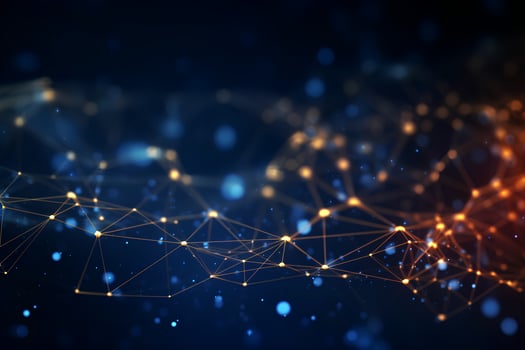 Abstract digital connection dots and lines background for technology, artificial intelligence, science, global communication. AI Generative photo