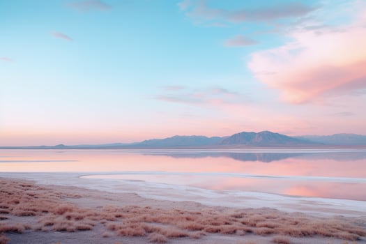 Sunset on the Salt Flats in Death Valley National Park, California, Great Salt Lake Utah amazing travel picture, AI Generated photo