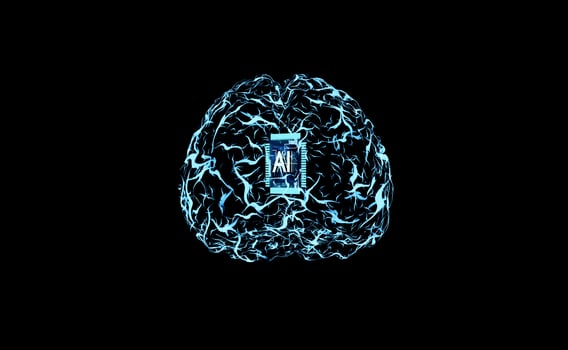 AI processing large datasets for training and inference using deep learning. Neural network enabling complex computational operations, 3D render animation photo