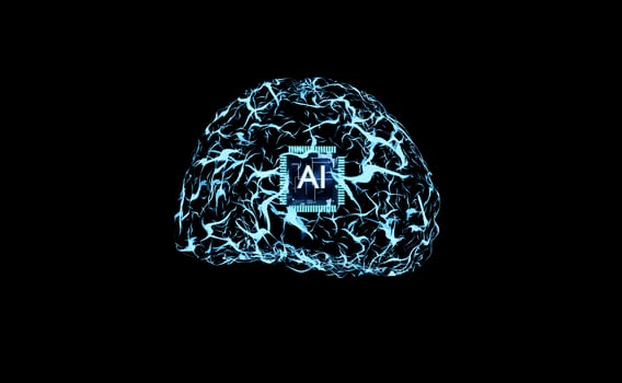 Visualization of artificial neurons organized into multiple neural network brain layers, 3d render animation. AI machine learning using algorithm set to find patterns in data photo
