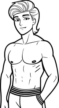 black and white of young man smiling cartoon photo