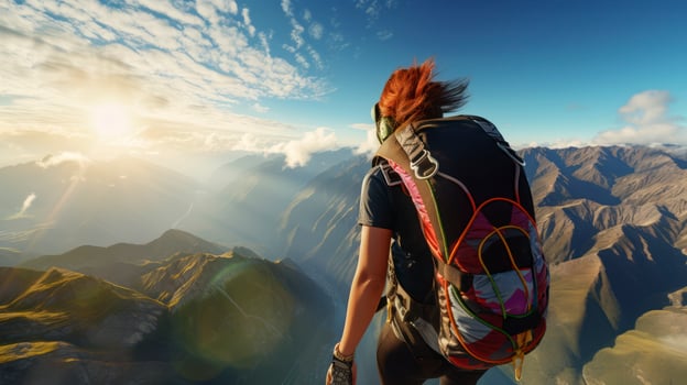 Adrenaline Adventures. From Skydiving Spree to Mountain Peak Pursuits. Generative AI photo