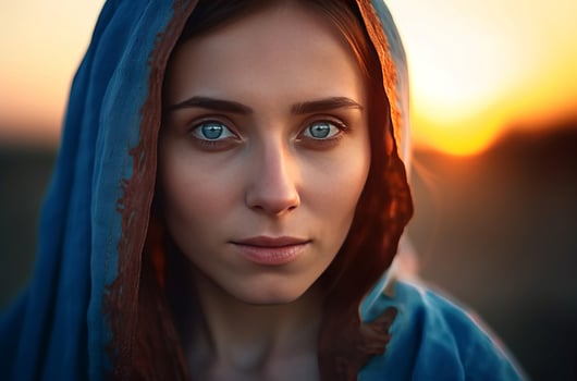 The beauty of Slavic woman with blue eyes. Generate ai photo