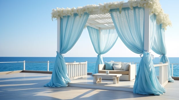Blue Infused Wedding Landscape, generative AI photo