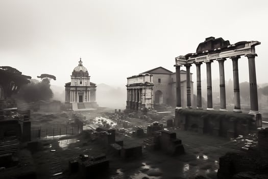 ancient Roman ruins at the Roman Forum Generative AI photo