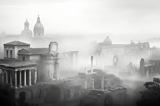 ancient Roman ruins at the Roman Forum Generative AI photo