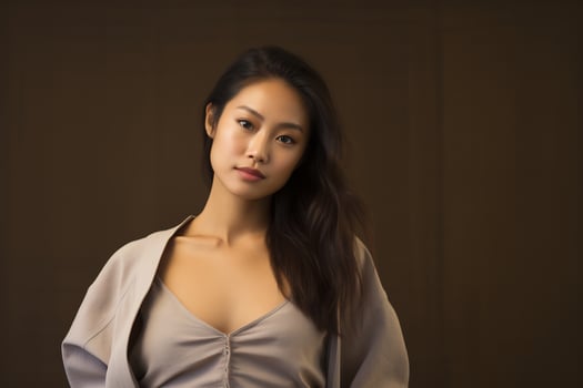 Asian Girls in casual attire exude natural beauty Generative AI photo