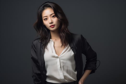 Asian Girls in casual attire exude natural beauty Generative AI photo