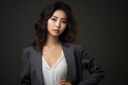 Asian Girls in casual attire exude natural beauty Generative AI photo