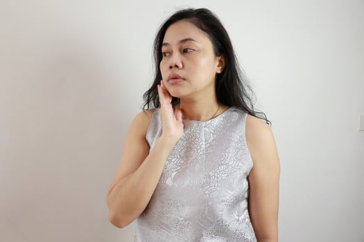 Portrait of a woman on white background, portrait of a person photo