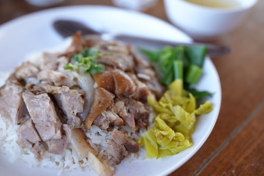 Thai food, pork leg rice photo