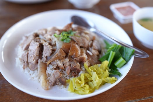 Thai food, pork leg rice photo