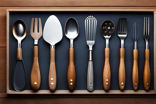 a tray with utensils in it. AI-Generated photo