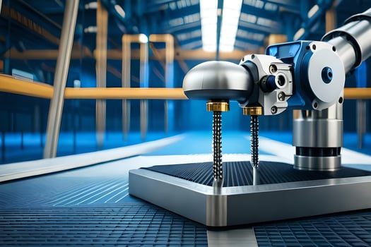 a robotic arm is sitting on a metal platform. AI-Generated photo