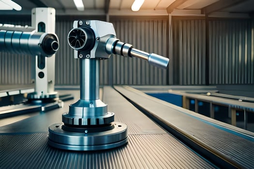 a machine is sitting on a table in a factory. AI-Generated photo