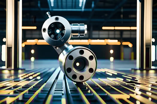 a metal machine is sitting on a metal floor. AI-Generated photo
