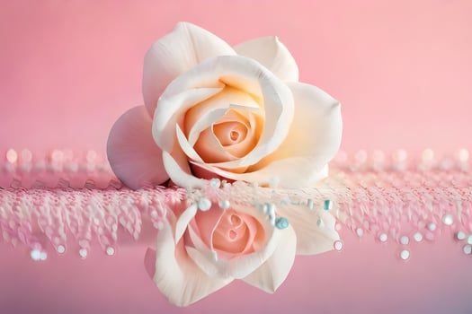 a single rose is reflected in a puddle of water. AI-Generated photo
