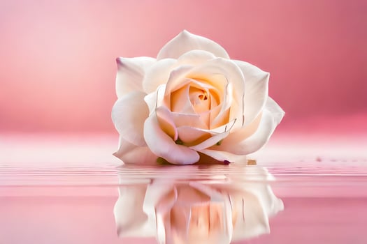 white rose on pink background. AI-Generated photo
