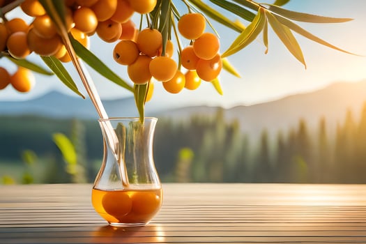 sea buckthorn oil is a natural anti-aging ingredient. AI-Generated photo