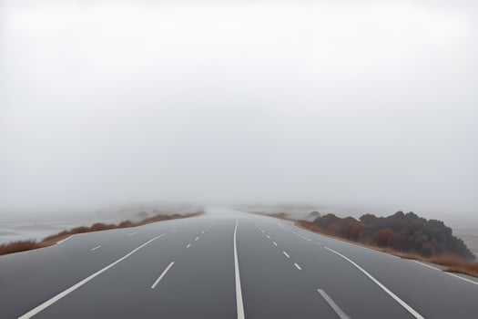 Empty city road covered in fog, misty asphalt road on a winter morning generated by Ai photo