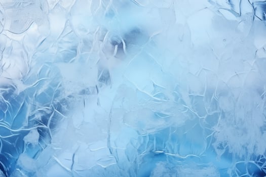 Ice pattern. Frozen water surface, glass or view from the window. Generative AI photo