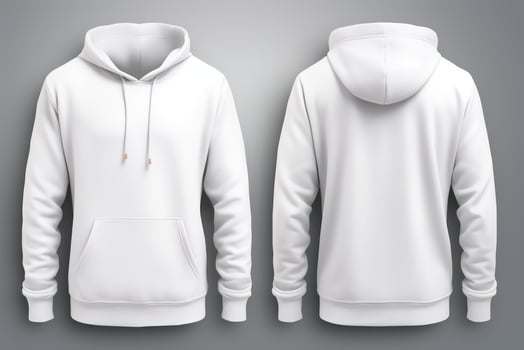 Front and Back of an Editable male white Hoodie. Generative AI photo