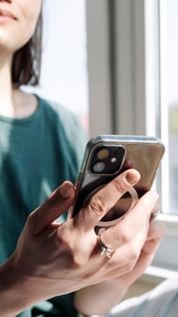 Connected and Productive. Woman Using Smartphone for Business and Freelancing - Office Workplace, Internet Marketing, Entrepreneurial Spirit, Technology in Action photo